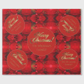 Merry KerstRed Poinsettia Elegant Gold Script Cadeaupapier (Vlak)