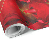 Merry KerstRed Poinsettia Elegant Gold Script Cadeaupapier (Rol Hoek)