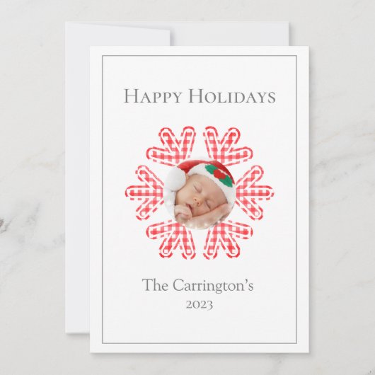 Merry Kerstred Pset Snowflake Foto Holiday (Voorkant)