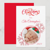 Merry Kerstred Pset Snowflakes Foto Holiday (Voorkant / Achterkant)