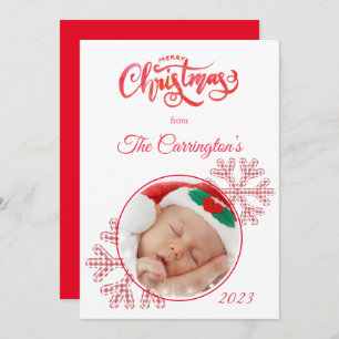 Merry Kerstred Pset Snowflakes Foto Holiday