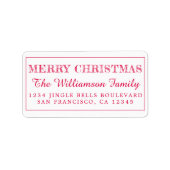 Merry KerstRed Return-adres Etiket (Voorkant)