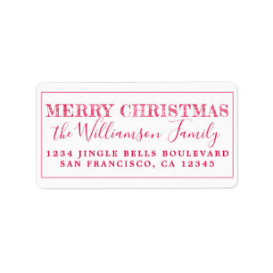 Merry KerstRed Return-adres Etiket