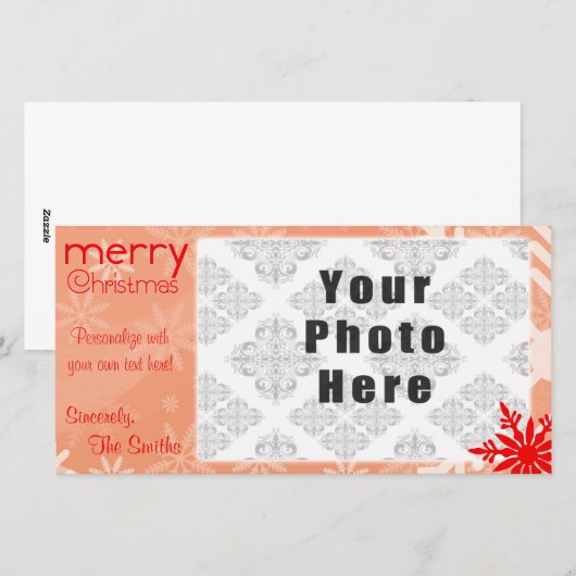 Merry KerstRed Thormsnowflake Feestdagenkaart (Voorkant / Achterkant)