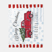 Merry KerstRed Truck op maat Fleece Deken (Voorkant)