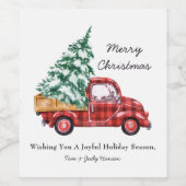 Merry KerstRed Truck Wijn Etiket (Enkel label)