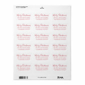 Merry Kerstred White Return-adres Etiket (Full Sheet)