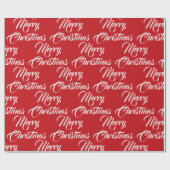 Merry Kerstred wit aangepast script elegant Cadeaupapier (Vlak)