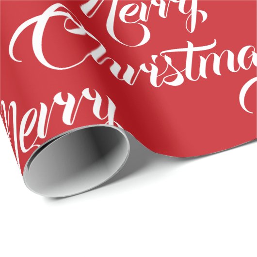 Merry Kerstred wit aangepast script elegant Cadeaupapier (Rol Hoek)