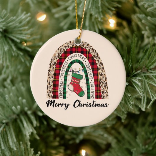 Merry Kerstregenboog Keramisch Ornament (Boom)