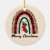 Merry Kerstregenboog Keramisch Ornament (Achterkant)