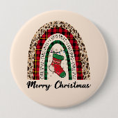 Merry Kerstregenboog Ronde Button 4,0 Cm (Voorkant)