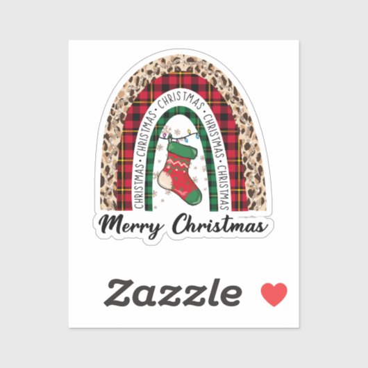 Merry Kerstregenboog Sticker (Vel)