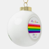 Merry Kerstregenboogvlag LGBT Naam toevoegen Keramische Bal Ornament (Links)