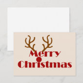 Merry Kerstreindeer Antlers Fun Bedankkaart (Voorkant / Achterkant)