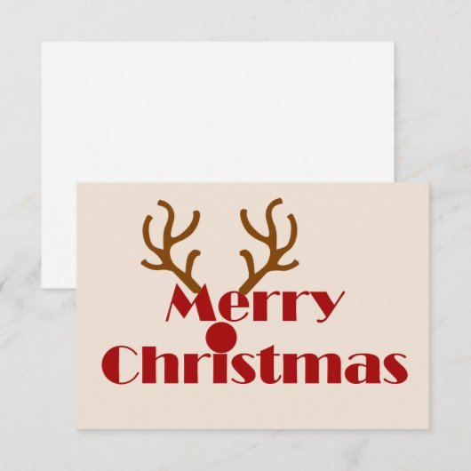 Merry Kerstreindeer Antlers Fun Bedankkaart (Voorkant / Achterkant)