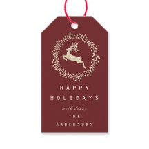 Merry Kerstreindeer Champaigne Gold Burgundy