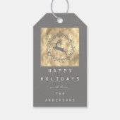 Merry Kerstreindeer Champaigne Gold Grey Cadeaulabel (Voorkant)
