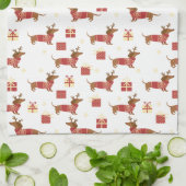 Merry Kerstreindeer Dachshund Theedoek (Gevouwen)