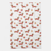 Merry Kerstreindeer Dachshund Theedoek (Verticaal)