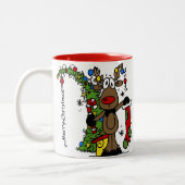 Merry Kerstreindeer Festive Tweekleurige Koffiemok (Links)