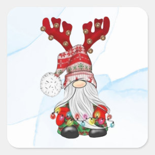Merry Kerstreindeer Gnome Vierkante Sticker