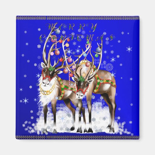Merry Kerstreindeer Magnet (Voorkant)