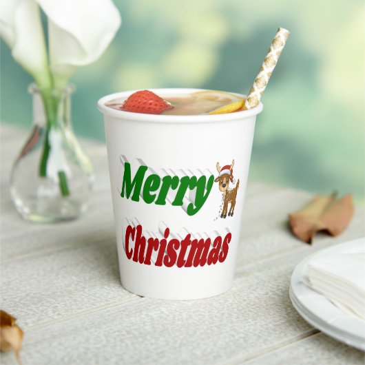 Merry Kerstreindeer roodgroene typografie Papieren Bekers (Insitu)