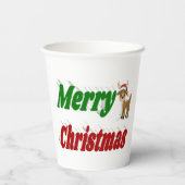 Merry Kerstreindeer roodgroene typografie Papieren Bekers (Achterkant)