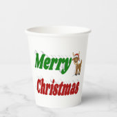 Merry Kerstreindeer roodgroene typografie Papieren Bekers (Voorkant)