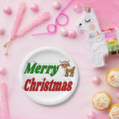 Merry Kerstreindeer roodgroene typografie Papieren Bordje (Feest)