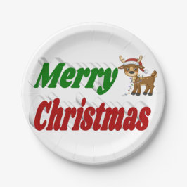 Merry Kerstreindeer roodgroene typografie Papieren Bordje