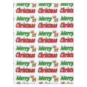 Merry Kerstreindeer roodgroene typografie Tafelkleed (Voorkant)