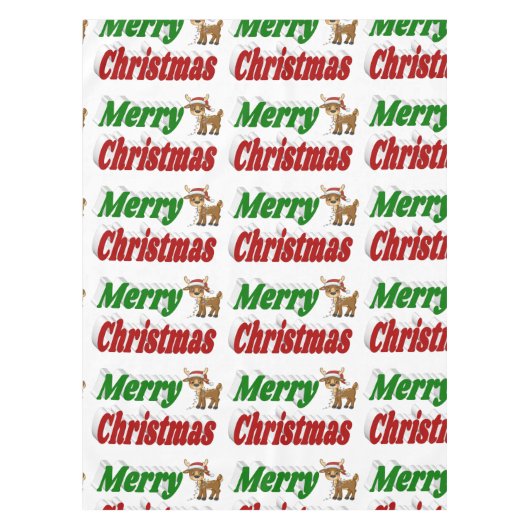 Merry Kerstreindeer roodgroene typografie Tafelkleed (Voorkant)