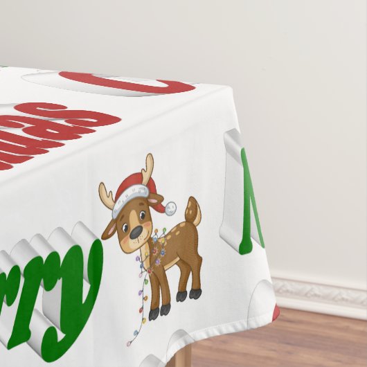 Merry Kerstreindeer roodgroene typografie Tafelkleed (Voorbeeld)
