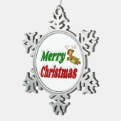 Merry Kerstreindeer roodgroene typografie Tin Sneeuwvlok Ornament (Rechts)