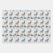 Merry Kerstreindeer Snow Poinsettia Joy Gold Inpakpapier Vel (Voorkant 3)