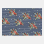 Merry Kerstreindeer Snow Poinsettia Joy Gold Inpakpapier Vel (Voorkant 2)