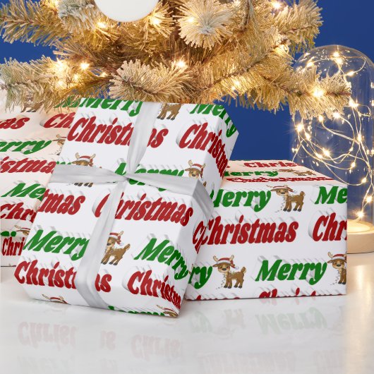 Merry Kerstreindeertypografie Cadeaupapier (Feestdagen)
