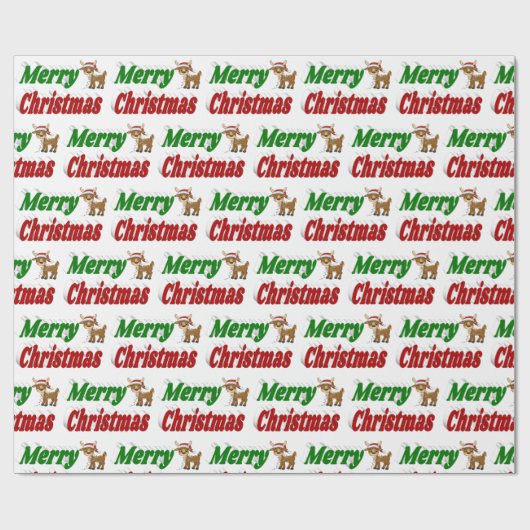 Merry Kerstreindeertypografie Cadeaupapier (Vlak)