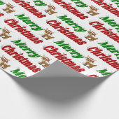 Merry Kerstreindeertypografie Cadeaupapier (Hoek)