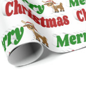 Merry Kerstreindeertypografie Cadeaupapier (Rol Hoek)