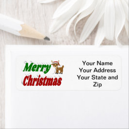Merry Kerstreindeertypografie Etiket