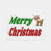 Merry Kerstreindeertypografie Fleece Deken (Voorkant (Horizontaal))