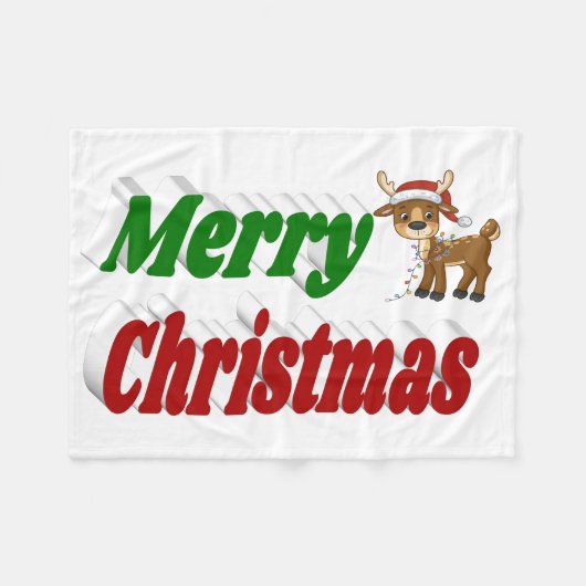 Merry Kerstreindeertypografie Fleece Deken (Voorkant (Horizontaal))