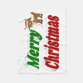 Merry Kerstreindeertypografie Fleece Deken (Voorkant)