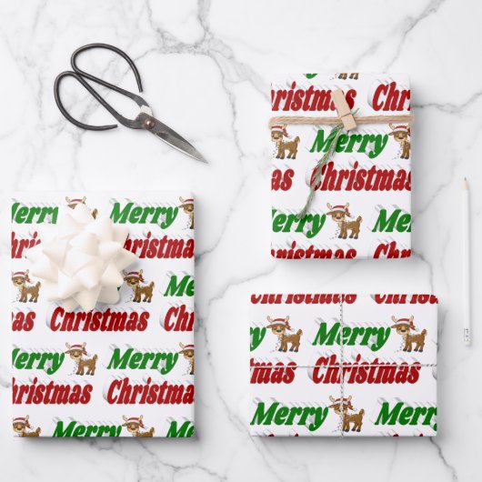 Merry Kerstreindeertypografie Inpakpapier Vel (Voorkant)