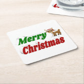 Merry Kerstreindeertypografie Kartonnen Onderzetters (Schuin)