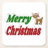 Merry Kerstreindeertypografie Kartonnen Onderzetters (Voorkant)