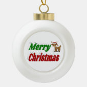Merry Kerstreindeertypografie Keramische Bal Ornament (Voorkant)